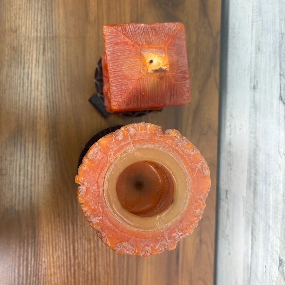 Vintage German Johann Gunter Walldurn Baden Carved Candle Pillar Lot of 2